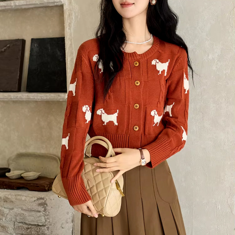 knitted dog pattern cardigan, view 3 - MRSLM