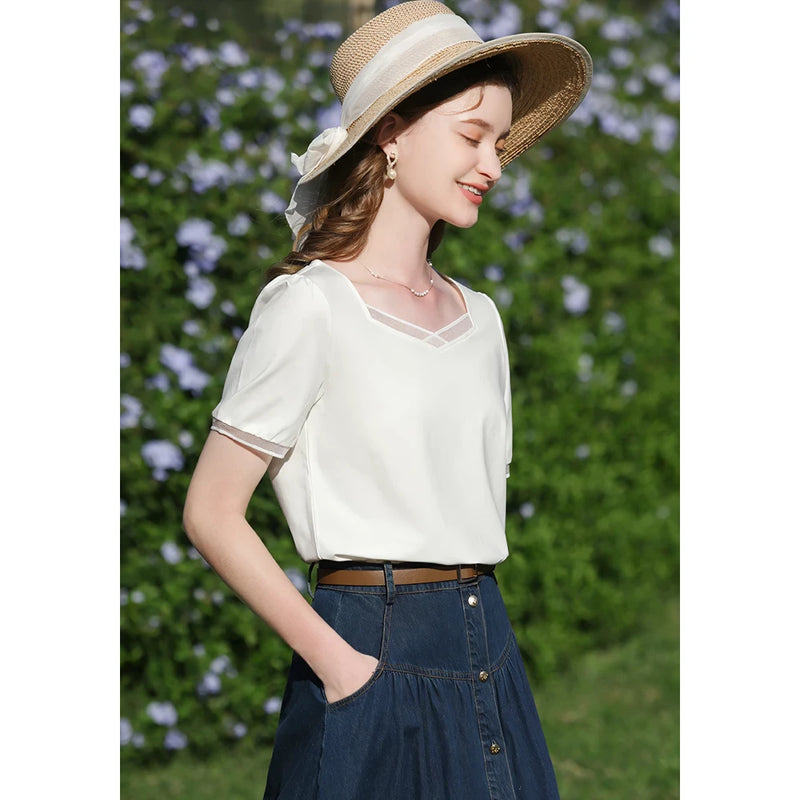 square neck puff sleeve t-shirt, view 8 - MRSLM