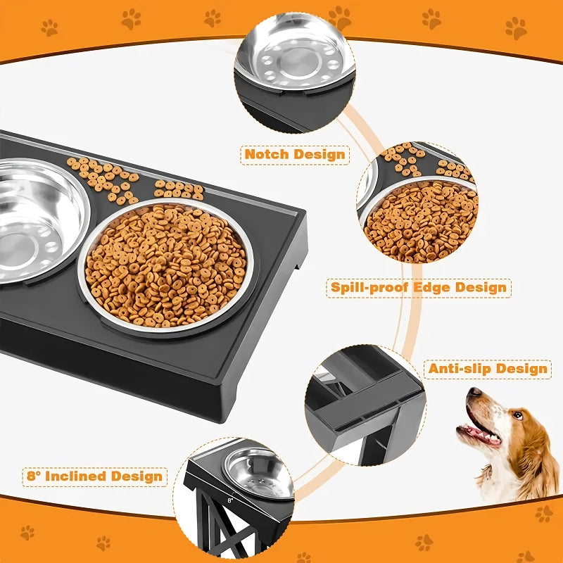 adjustable elevated dog bowl stand, view 6 - MRSLM