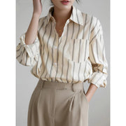 Striped office blouse, view 3 - MRSLM