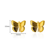 gold butterfly stud earrings, view 4 - MRSLM