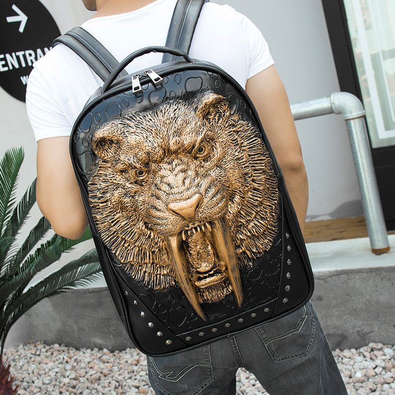 embossed 3d tiger head backpack - MRSLM