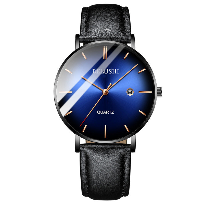 ultra-thin blue dial quartz watch, view 8 - MRSLM