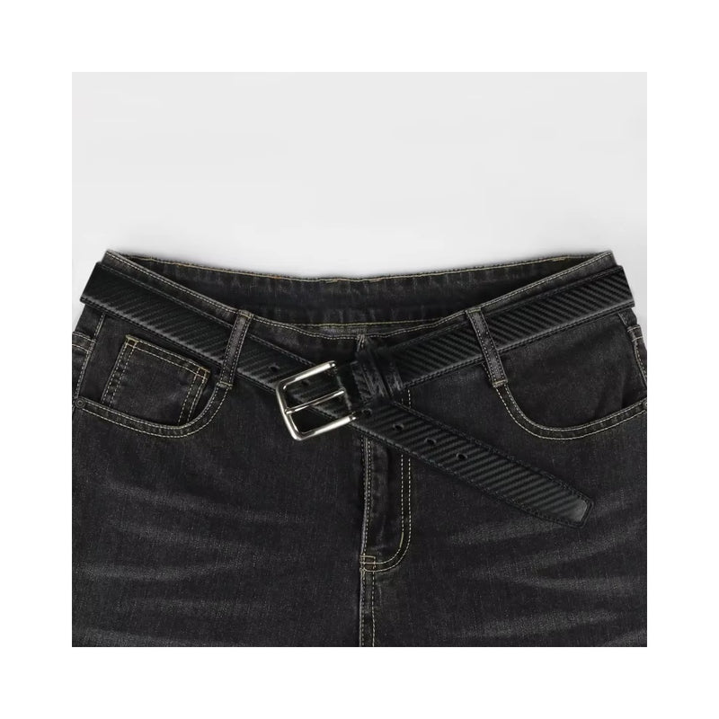 men's leather belt with swivel pin buckle, view 7 - MRSLM
