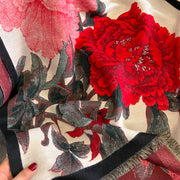 Women's retro floral faux cashmere scarf, view 5 - MRSLM