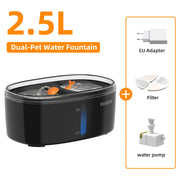 automatic pet water fountain with double bowl, view 3 - MRSLM