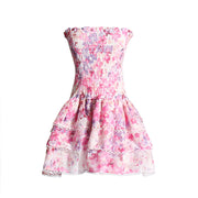 floral tube top ruffled beach dress, view 7 - MRSLM