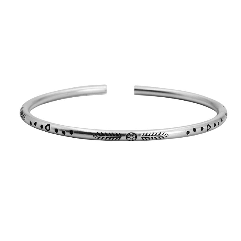 vintage handmade sterling silver cuff bracelet, view 4 - MRSLM