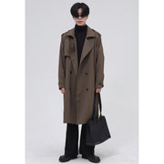 double breasted simple trench coat men with belt, view 7 - MRSLM