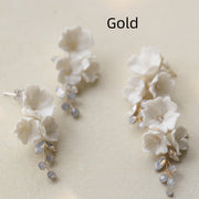 handmade ceramic flower earrings, view 6 - MRSLM