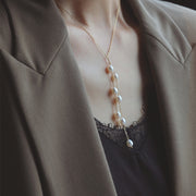 pearl shell tassel sweater chain necklace, view 2 - MRSLM