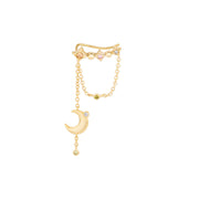sterling silver star moon tassel ear clip, view 4 - MRSLM