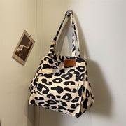 leopard print canvas shoulder bag, view 2 - MRSLM