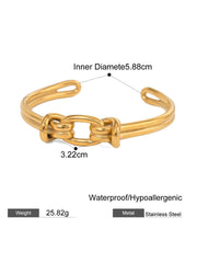 gold stainless steel geometric open cuff bracelet, view 7 - MRSLM