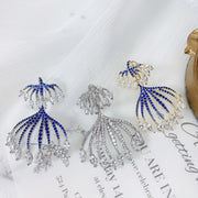 zircon jellyfish tassel earrings, view 2 - MRSLM