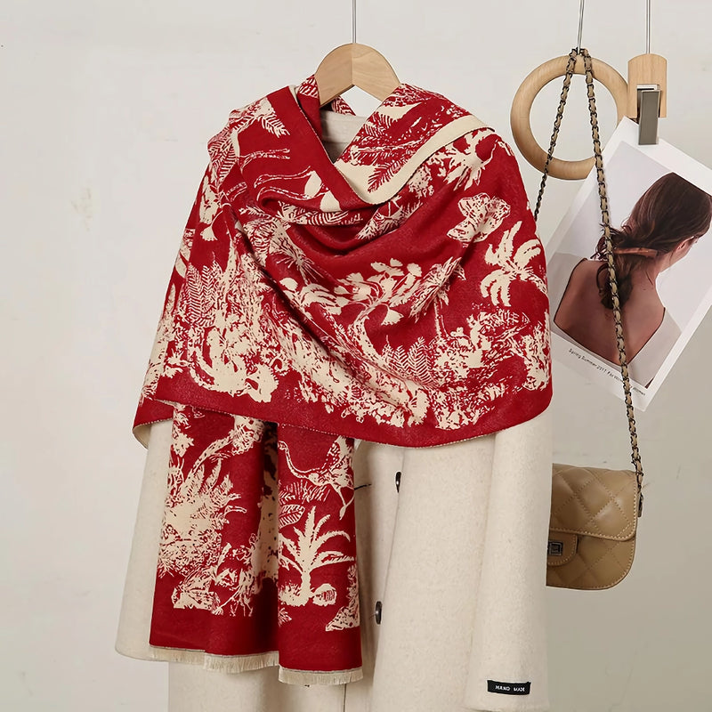 cashmere floral scarf, view 21 - MRSLM