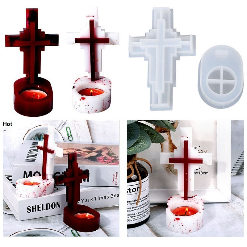 cross-shaped candle holder silicone mold, view 6 - MRSLM