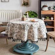 floral round tablecloth, view 2 - MRSLM