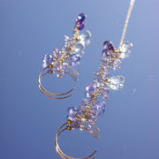 sea blue stone asymmetric drop earrings, view 2 - MRSLM