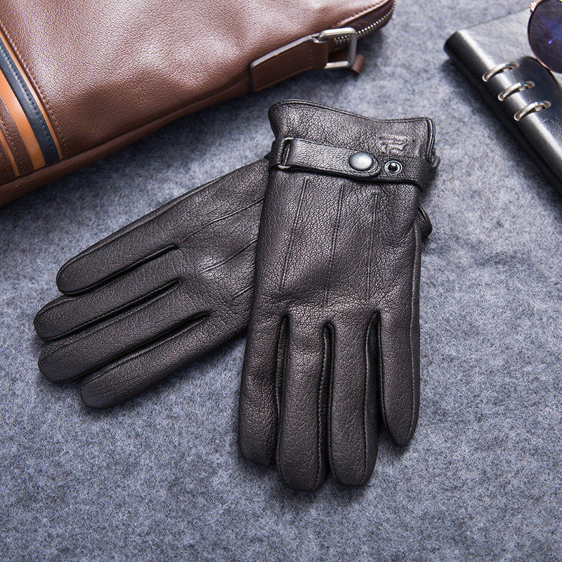 Fleece-lined goatskin driving gloves, view 3 - MRSLM