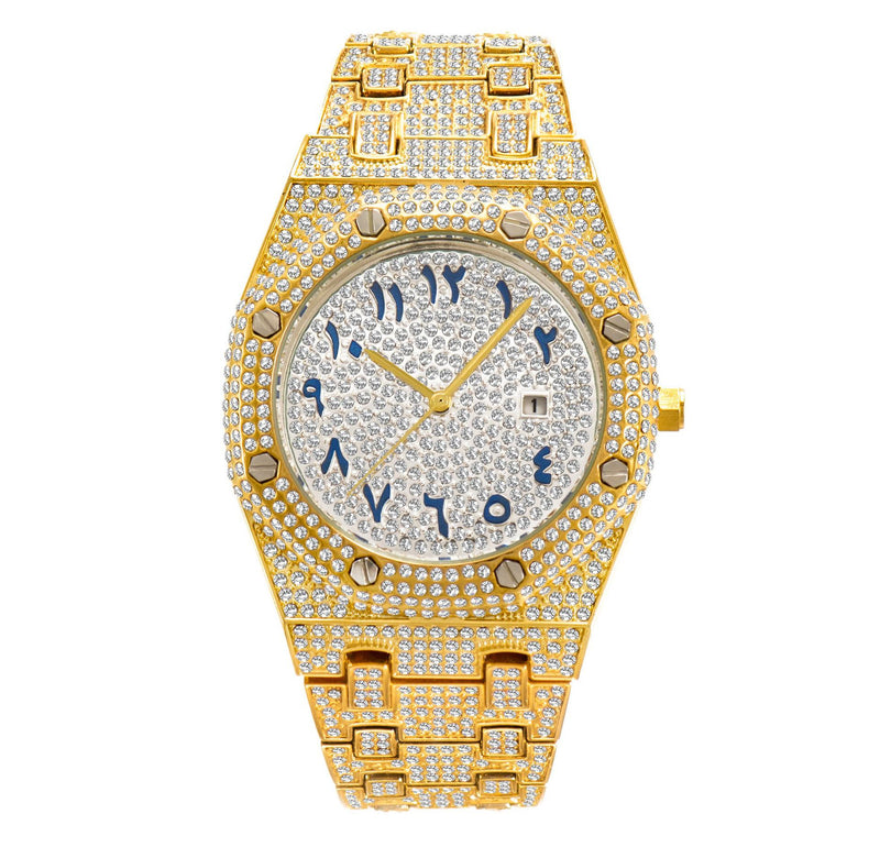 men's full stone dial calendar quartz watch, view 4 - MRSLM