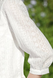 white cotton puff sleeve blouse, view 6 - MRSLM