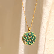 vintage green enamel pendant necklace - MRSLM
