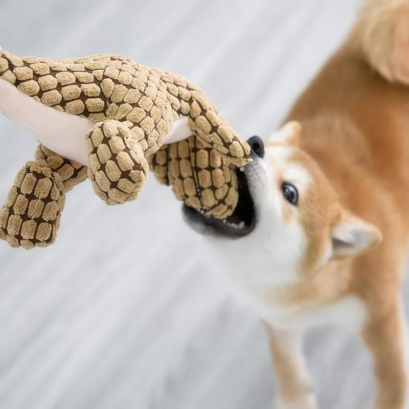 bite-resistant plush squeaky dog toy, view 5 - MRSLM