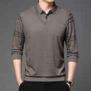 fake two-piece lapel men's t-shirt, view 4 - MRSLM