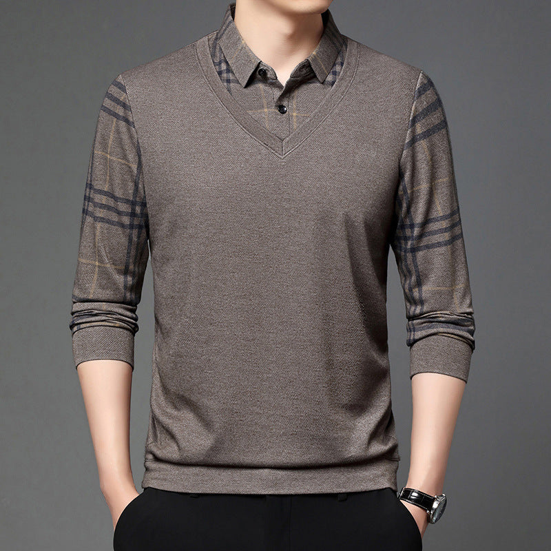 fake two-piece lapel men's t-shirt, view 4 - MRSLM