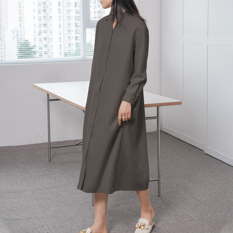 women's long sleeve loose dress, view 4 - MRSLM
