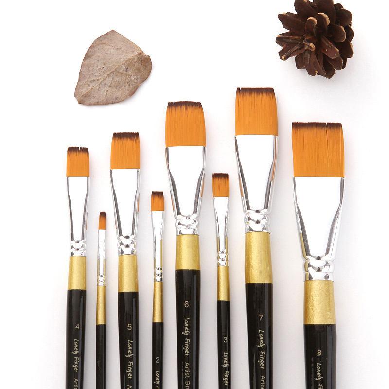 Flat nylon hair artist brush set - MRSLM