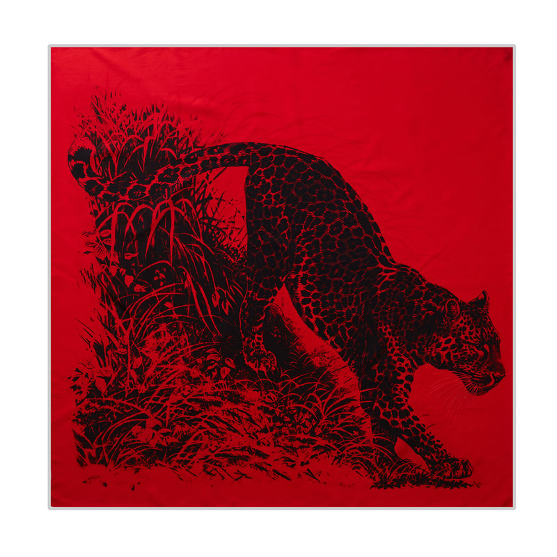 Leopard twill silk scarf 90cm, view 8 - MRSLM