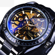 men's steel band skeleton mechanical watch, view 7 - MRSLM