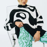 Striped turtleneck oversized sweater, view 5 - MRSLM