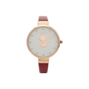 cute cat dial analog watch red - MRSLM