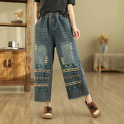 vintage embroidered wide-leg jeans, view 5 - MRSLM