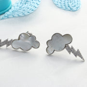 sterling silver shell cloud stud earrings, view 5 - MRSLM