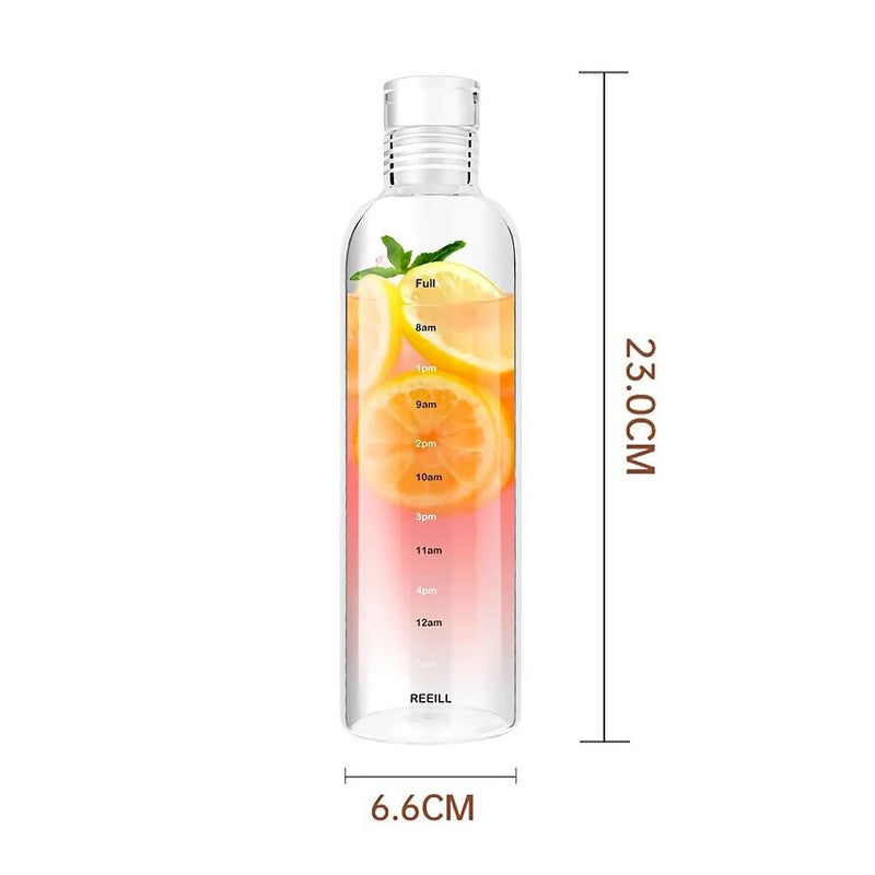 transparent plastic time marker water bottle, view 2 - MRSLM