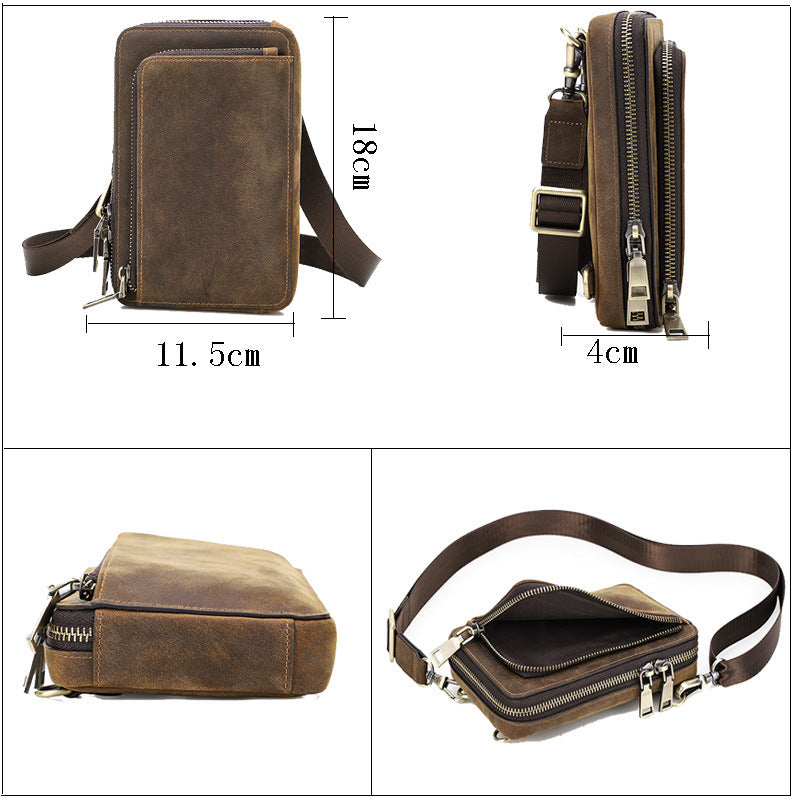 retro cowhide phone bag, view 4 - MRSLM