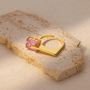 pink square zircon gold-plated ring, view 6 - MRSLM