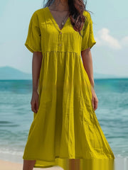 Women's cotton linen swing dress, view 2 - MRSLM