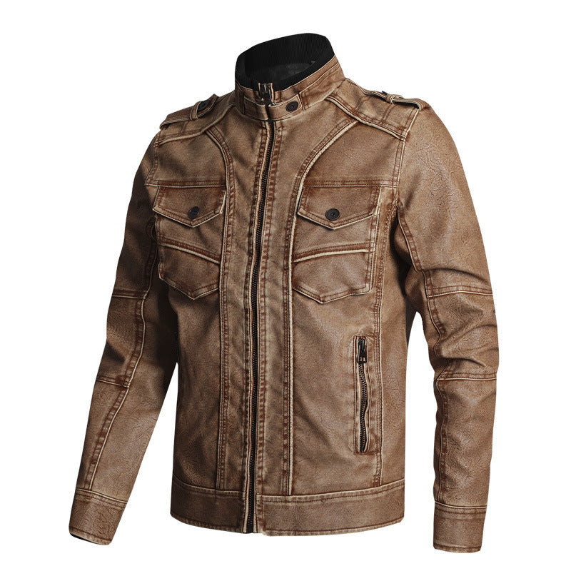 thick pu leather coat, view 7 - MRSLM