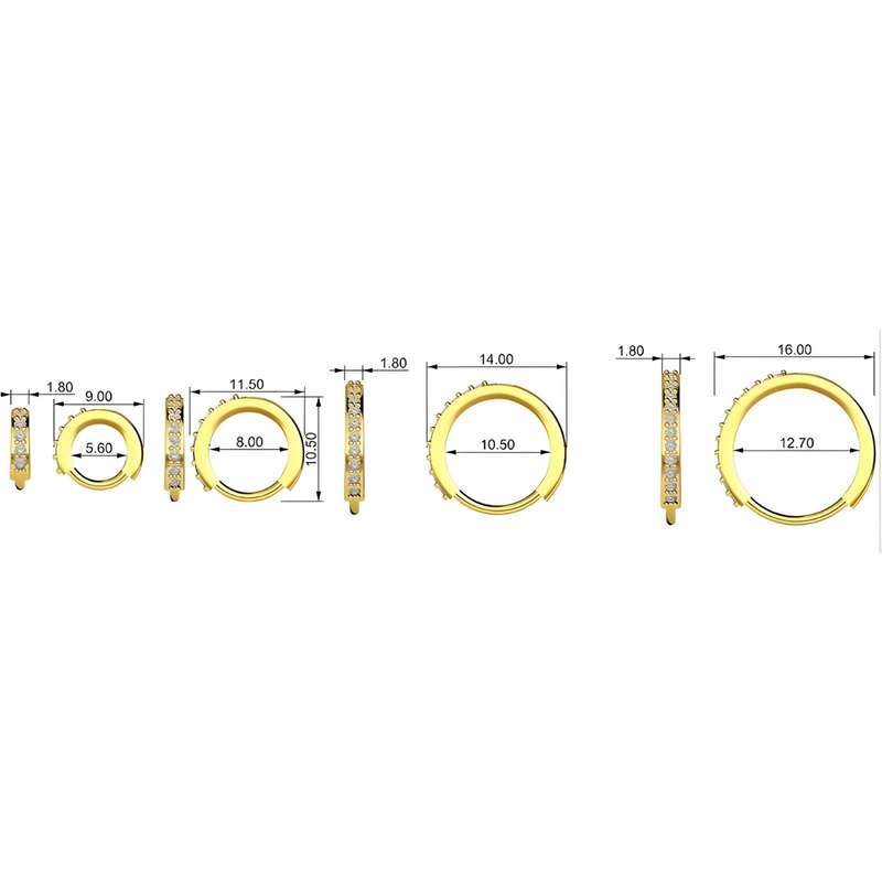 14k Gold Plated Hoop Earrings Set