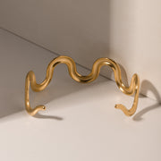 gold wave bracelet and necklace set, view 9 - MRSLM