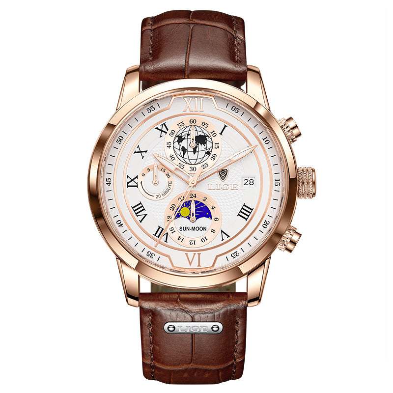 men's moon phase quartz watch, view 4 - MRSLM