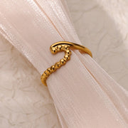 Gold wave ring for women, view 6 - MRSLM