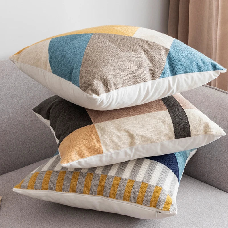 geometric embroidered cushion cover, view 11 - MRSLM