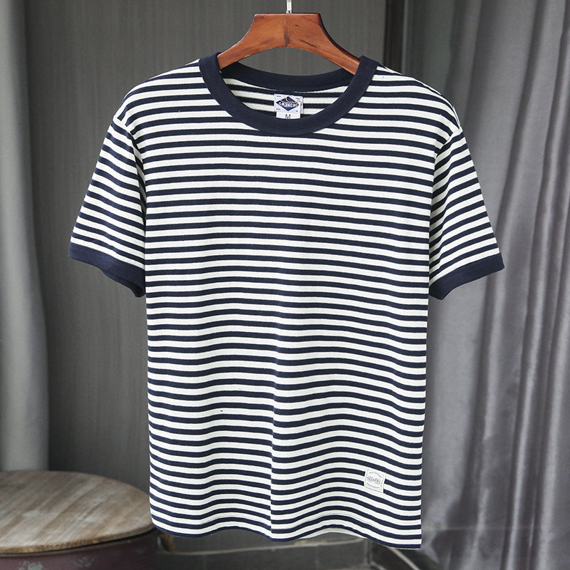 Retro striped cotton T-shirt, view 6 - MRSLM