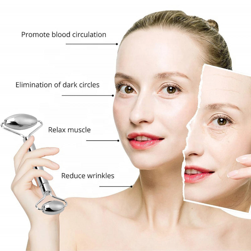 stainless steel facial roller and gua sha set, view 8 - MRSLM